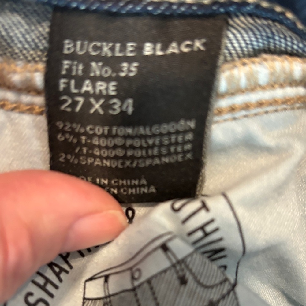 Buckle Black Fit #35 Distressed Blue Flare Jeans - Picture 2 of 5